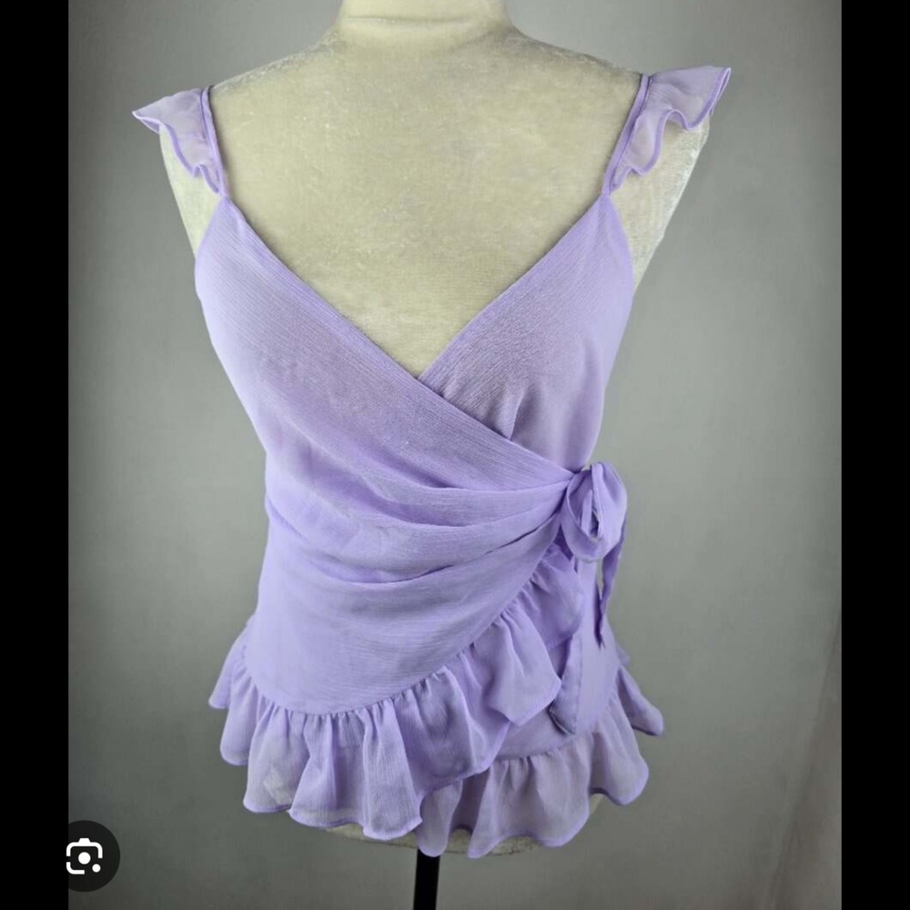 Express Light Purple Ruffle Wrap Blouse